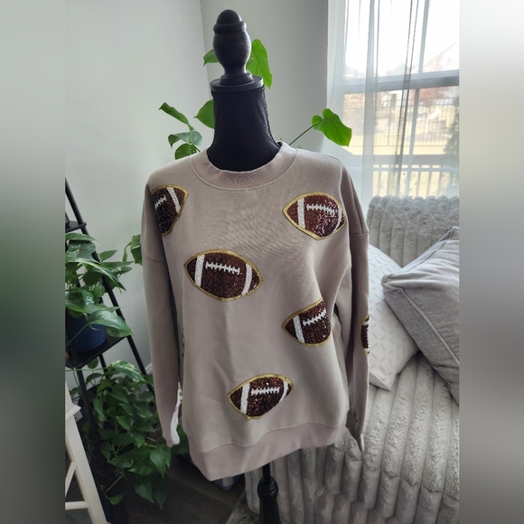 Kirklands Sweaters - Kirklands Football Motif Sweater - Gray and Brown